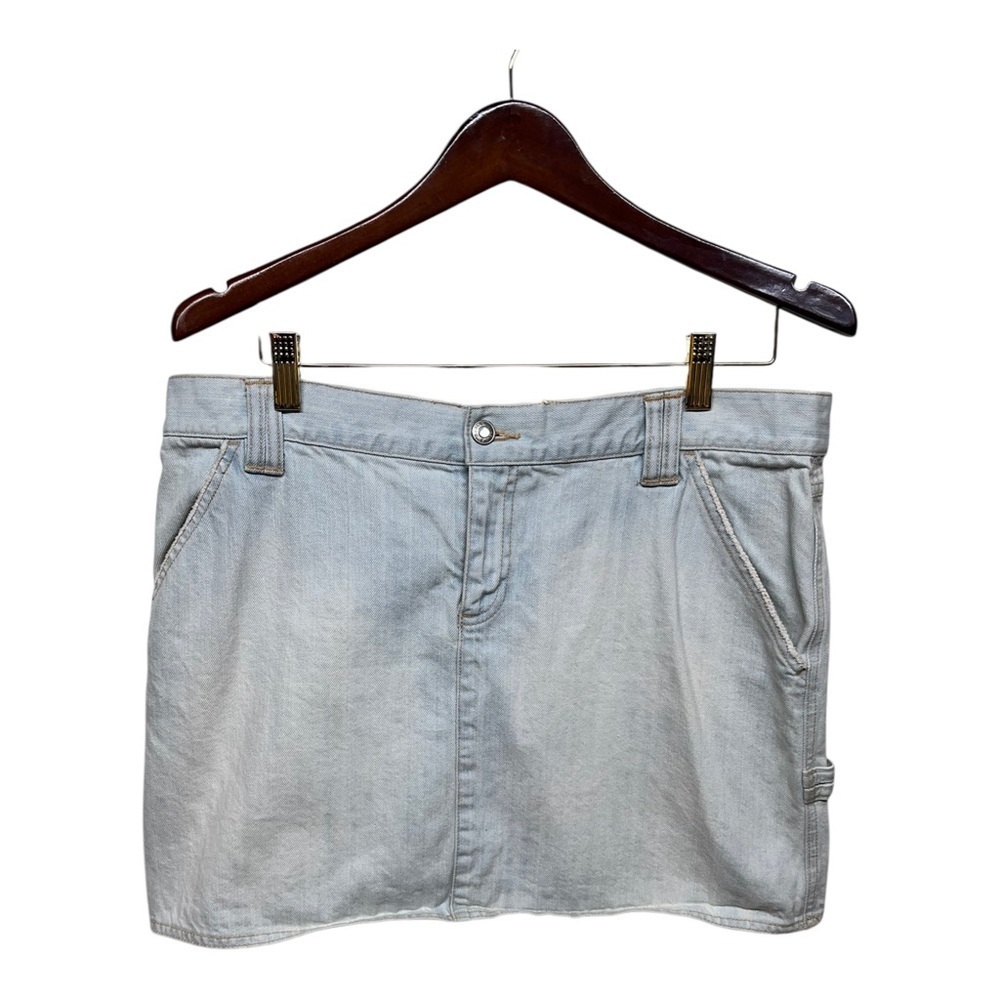 Vintage Y2K Light Wash Denim Cargo Mini Skirt 12